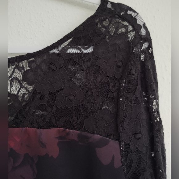 Thalia Sodi Dress Floral Scuba Sheath Black Lace Long Sleeves & Hem Size XL - Picture 7 of 14